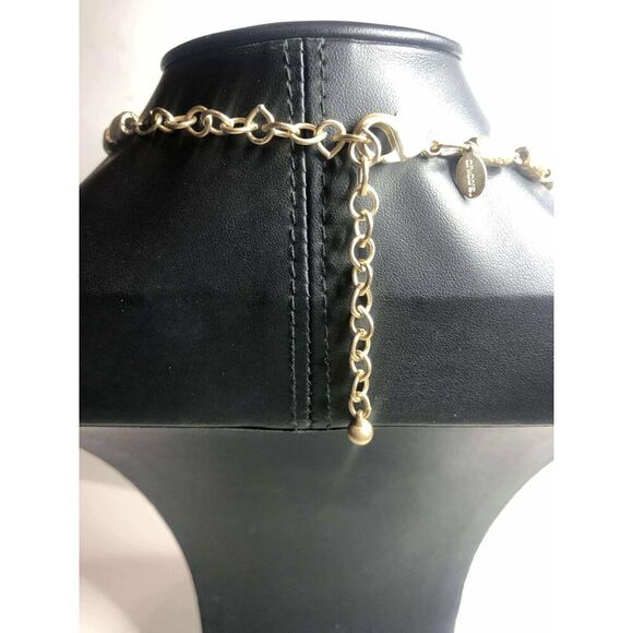 2088 CHICO'S gold tone nugget sparkling CZ bib beaded  statement necklace 17-20" - Picture 3 of 3